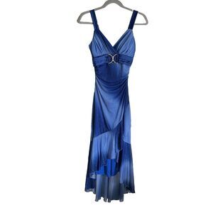 Vintage Y2K Blue Ombré Glitter Sparkle Shimmer Fairycore Rhinestone Prom Dress
